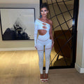 Bad Girl Rhinestone Embellished White Jumpsuit