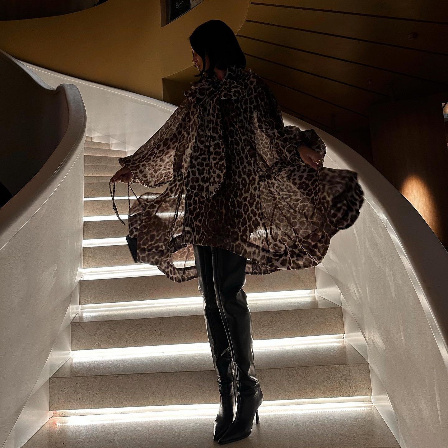 Bad Reputation Leopard Print Lantern Sleeves Mini Dress