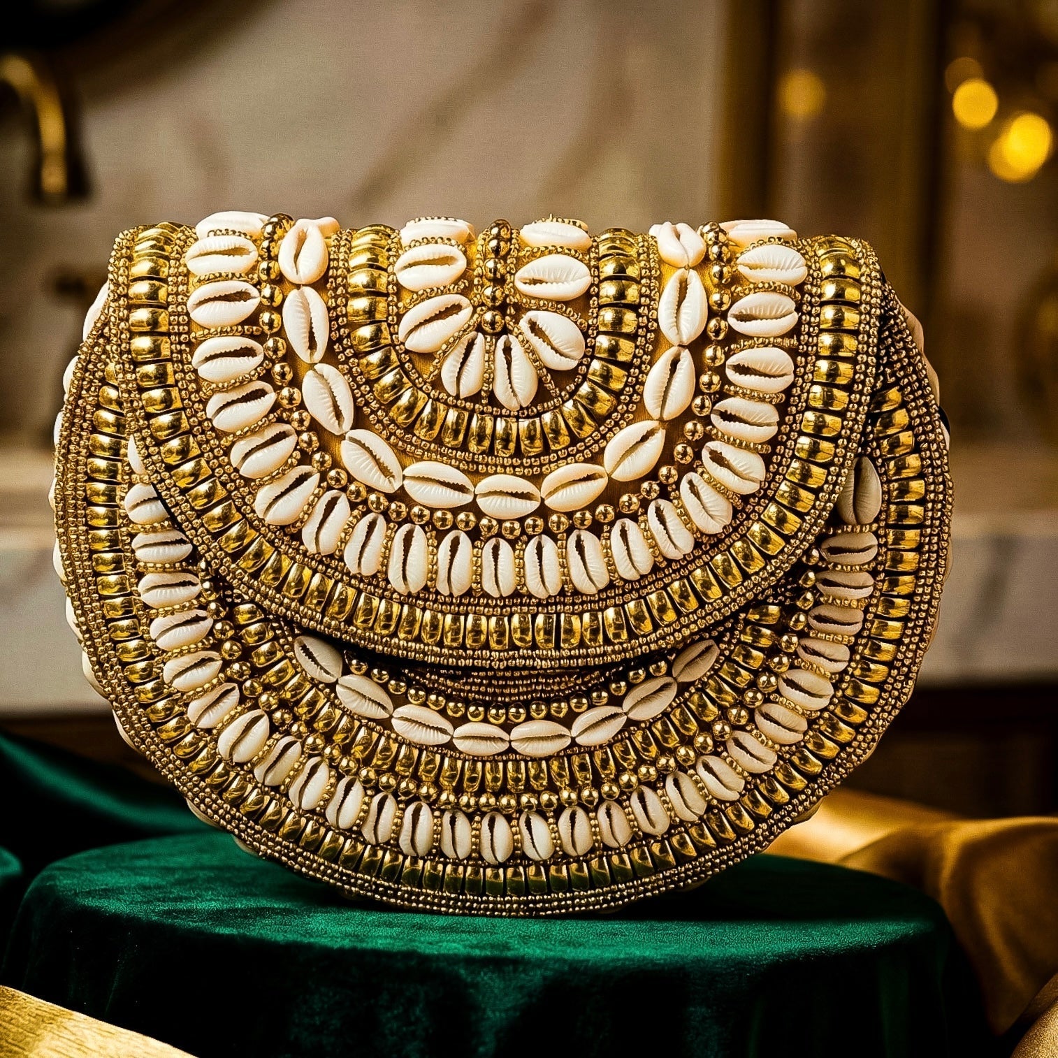Bahari Luxe Cowry Shell Clutch