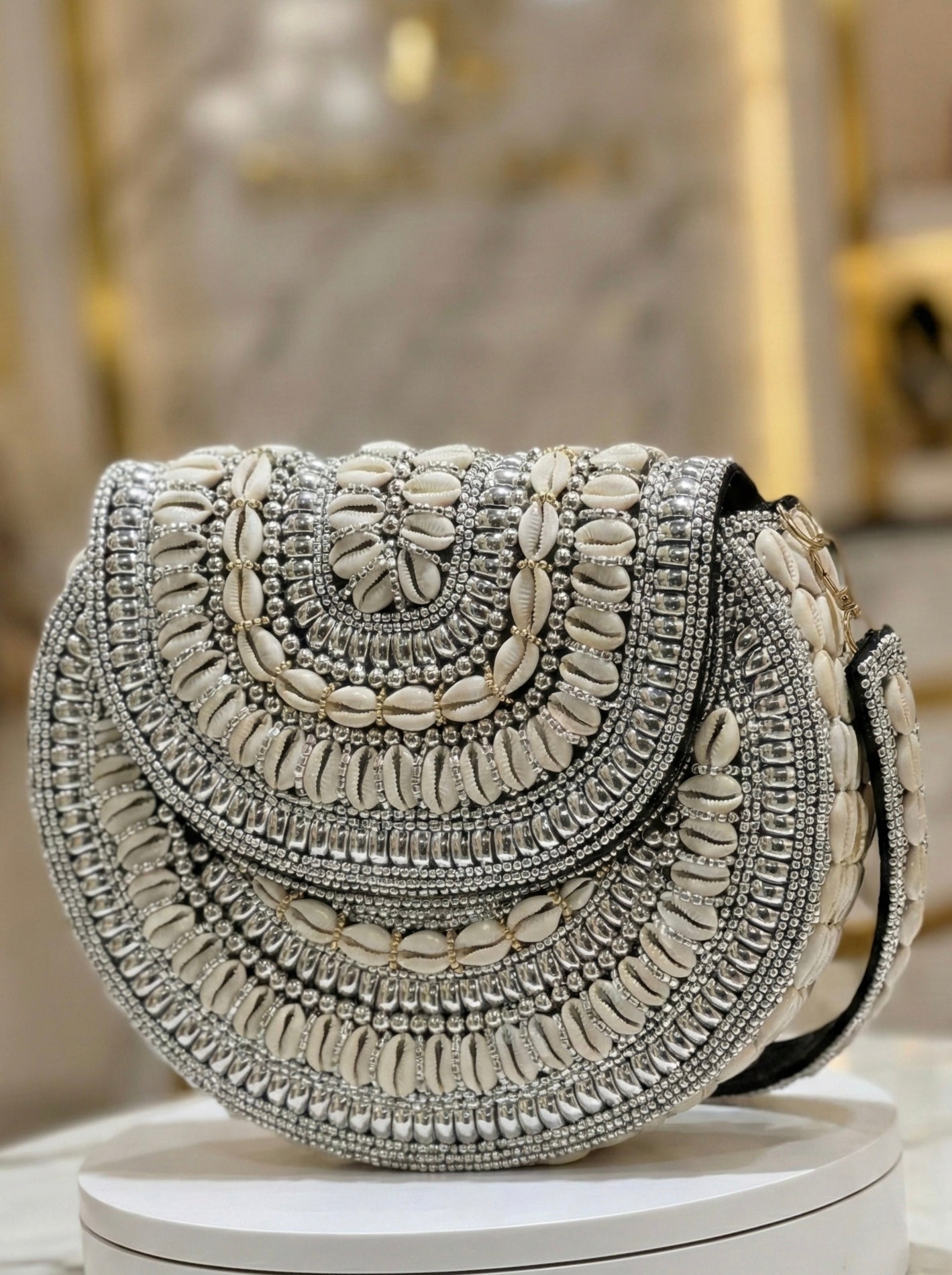 Bahari Luxe Cowry Shell Clutch