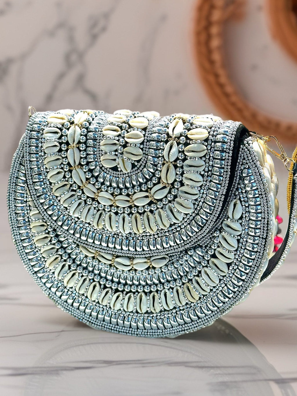 Bahari Luxe Cowry Shell Clutch