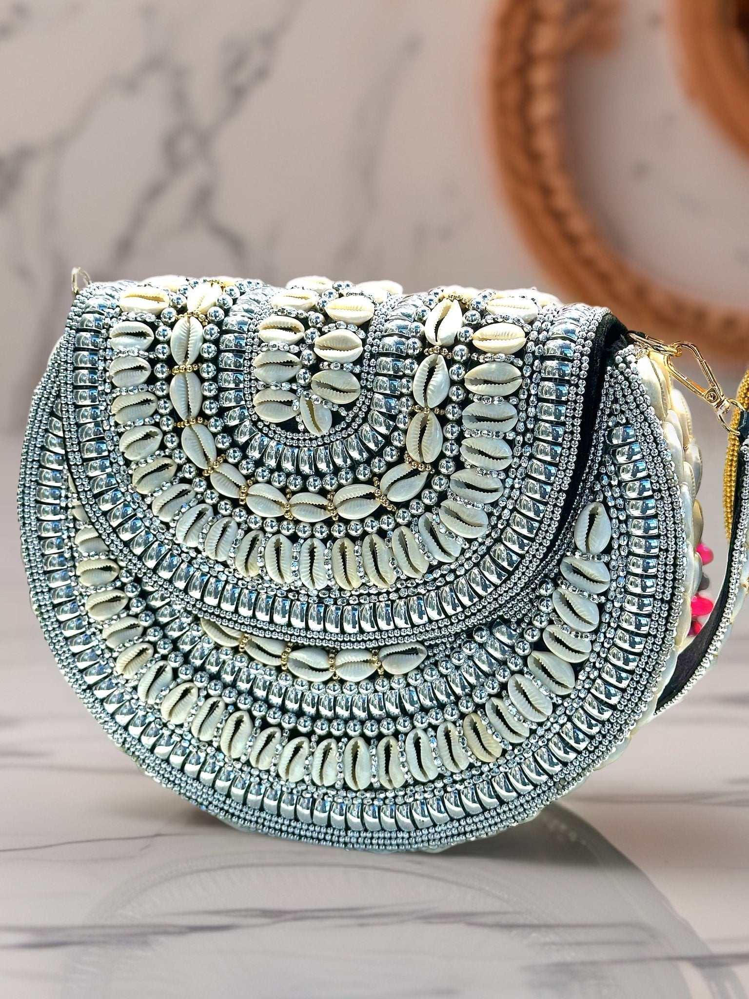 Bahari Luxe Cowry Shell Clutch