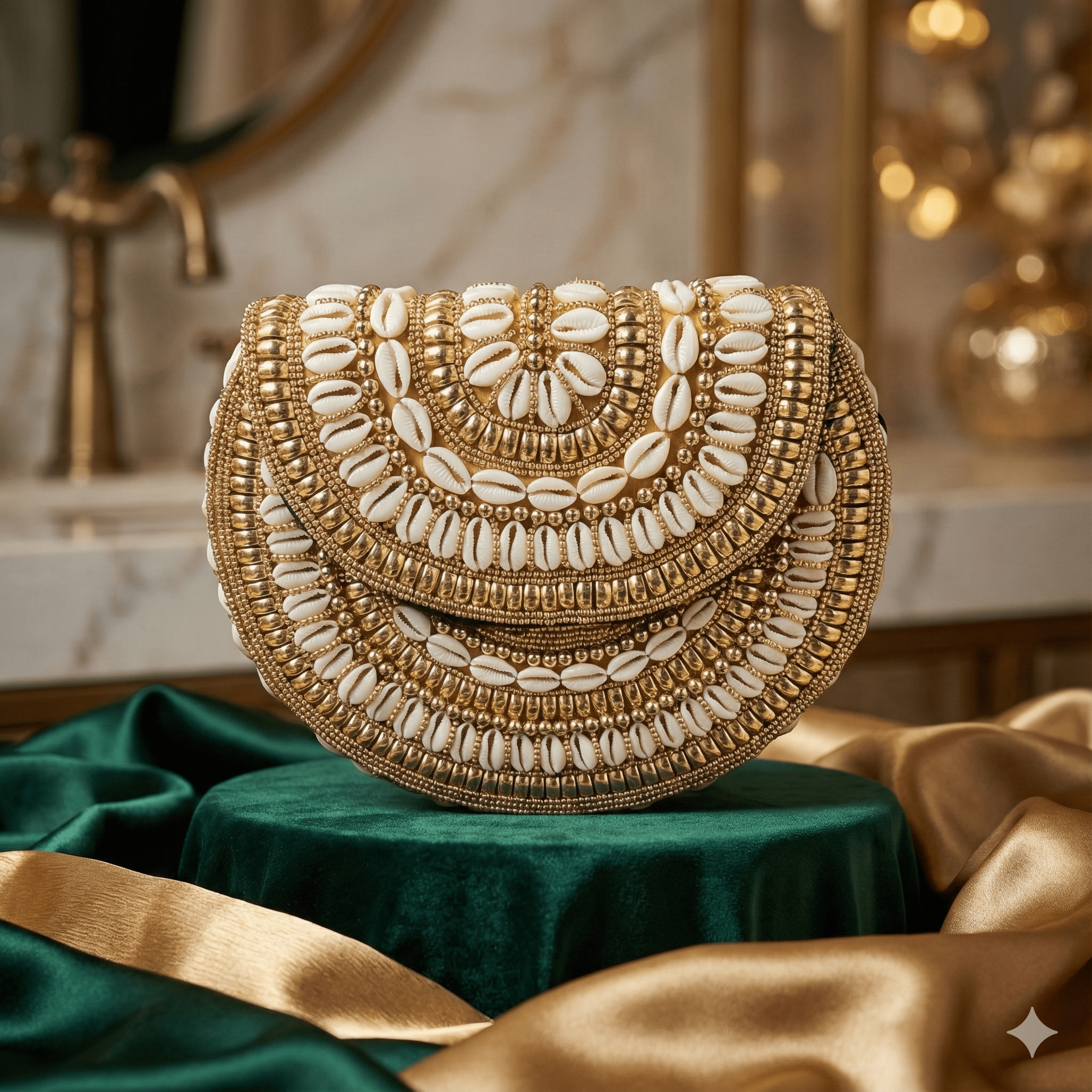 Bahari Luxe Cowry Shell Clutch
