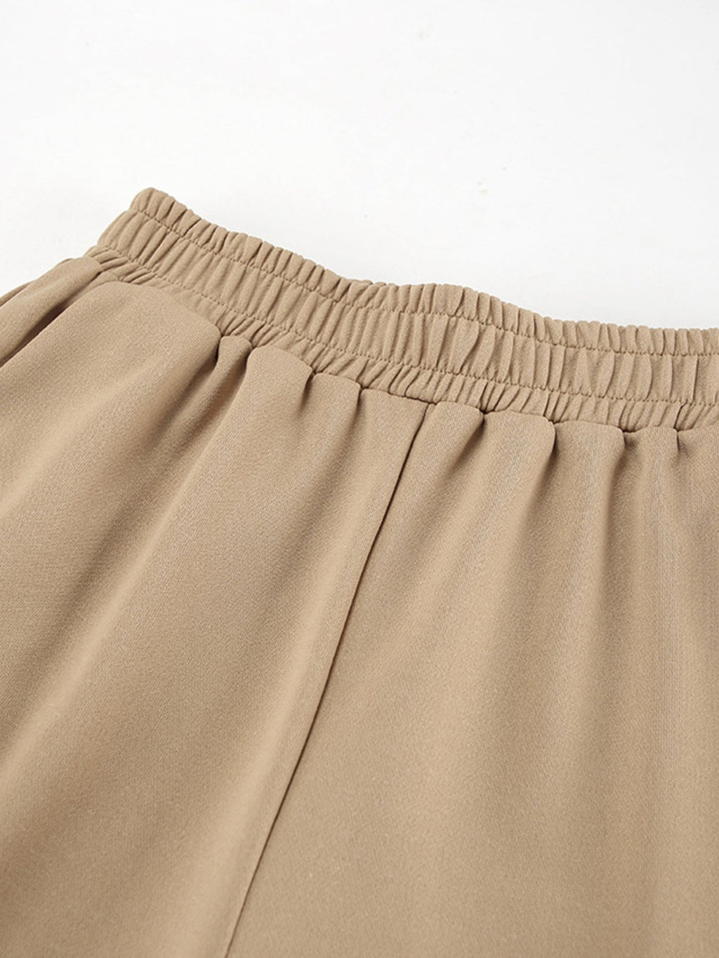 Women's Quarter Zip Long Sleeve Top & Wide Leg Pants Set Beige