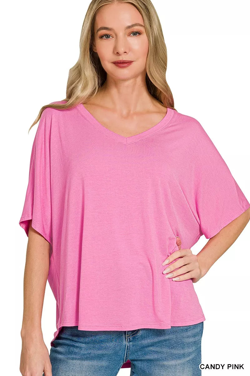 Zenana Oversized V-Neck Top & Pants Set