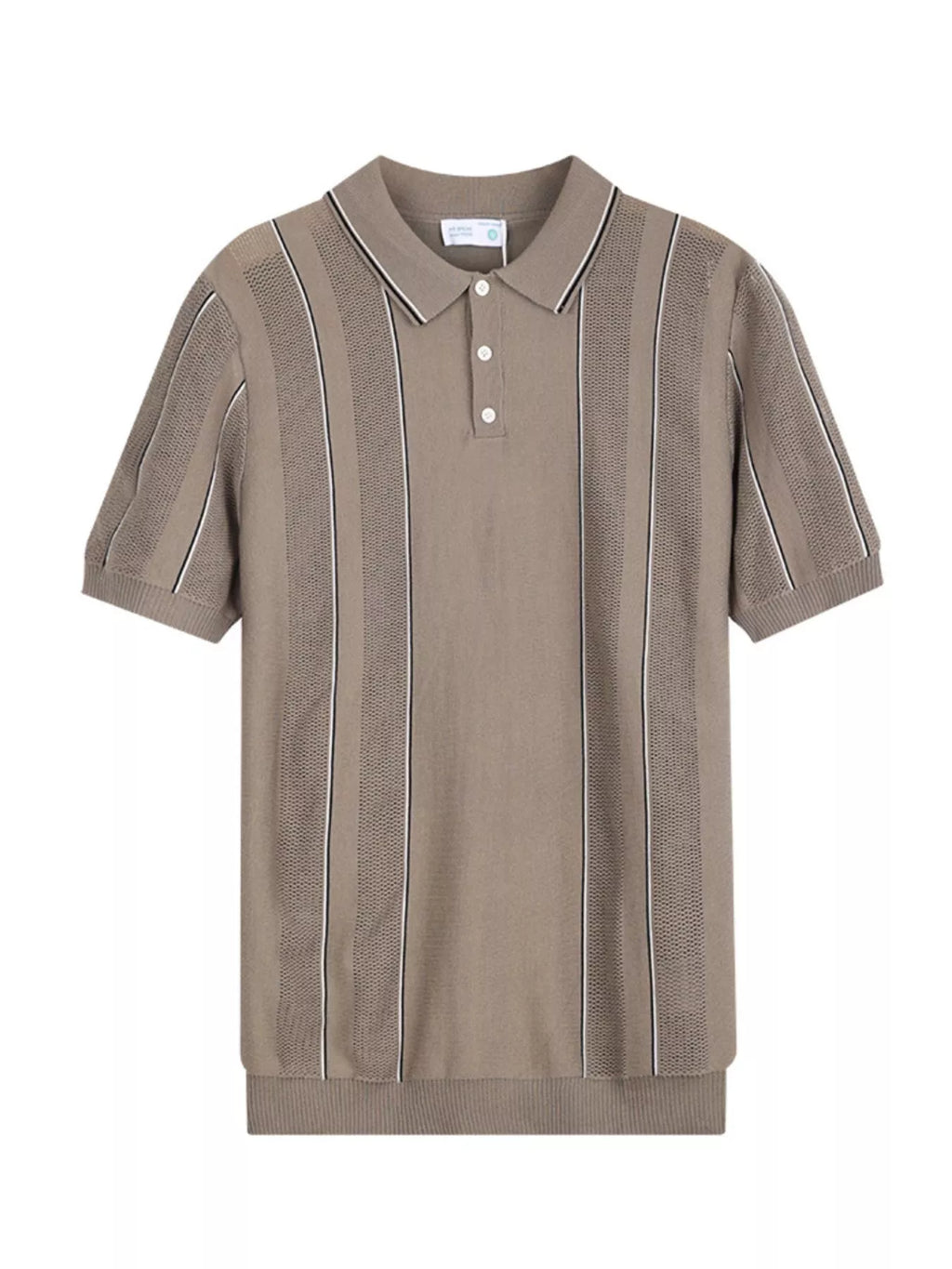 Men's Plus Size Striped Knit Short Sleeve Polo