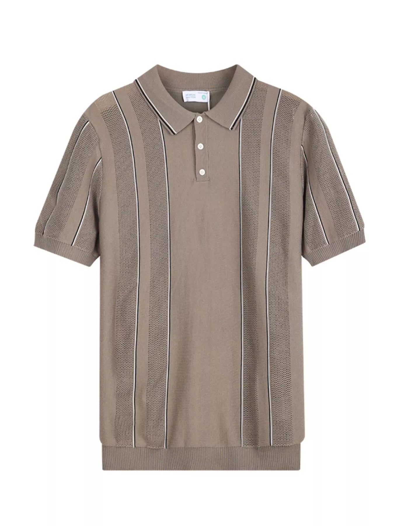 Men's Plus Size Striped Knit Short Sleeve Polo