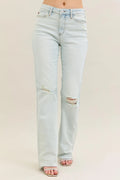 Judy Blue Plus Size Destroy And Fray Hem Bootcut Jeans High Rise Premium Stretch Denim