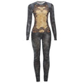 Women's Printed Sexy Mesh High Waist Slim-fit Zipper Long-sleeved Jumpsuit