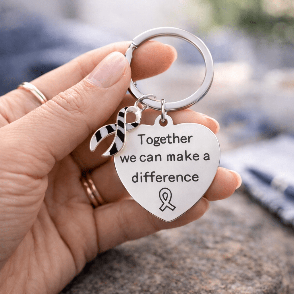 Big Heart Zebra Print Ribbon Key Chains