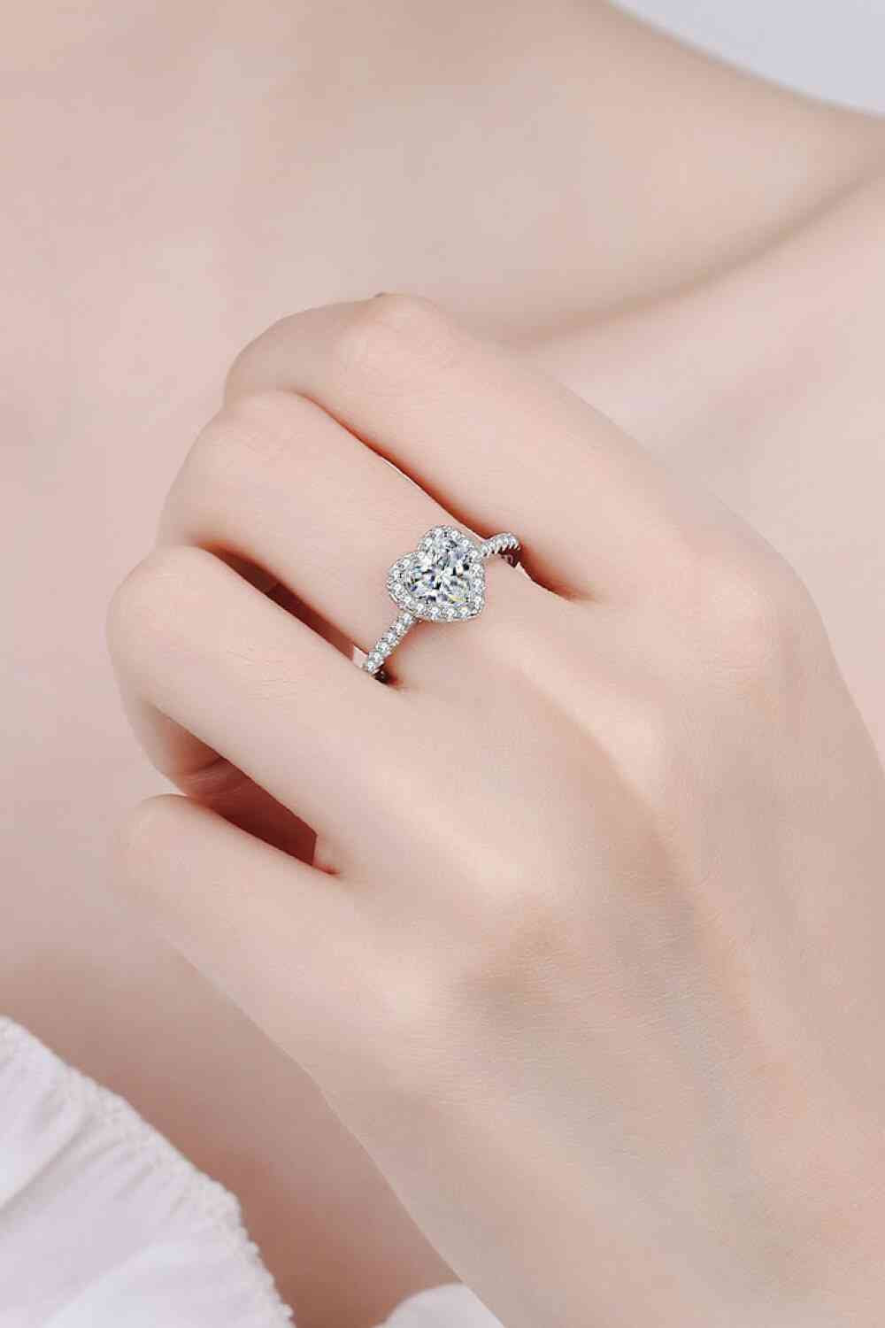 LuxeSpark 1 Carat Moissanite Heart-Shaped Ring – Timeless Elegance in Sterling Silver See size chart under “more details”