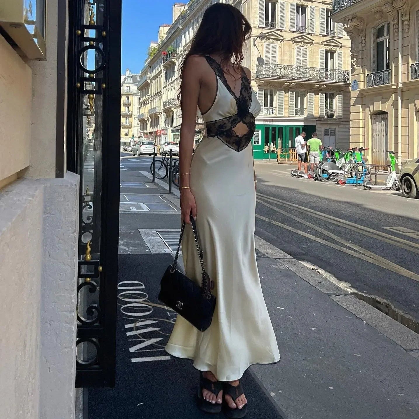 Be Mine Satin Lace White Maxi Dress