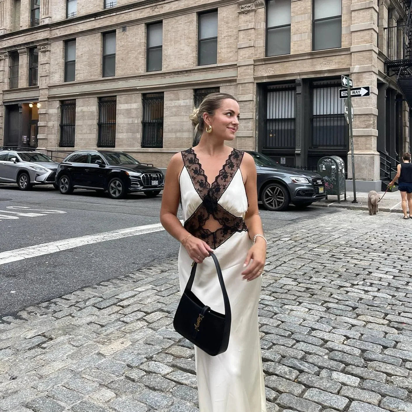 Be Mine Satin Lace White Maxi Dress