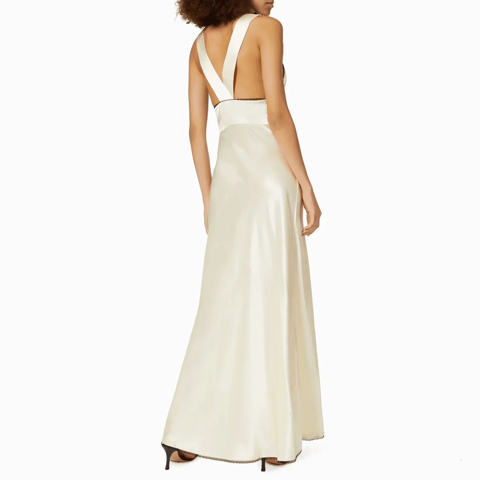 Be Mine Satin Lace White Maxi Dress