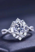 Floral 2 Carat Sparkala™ Crisscross Ring (Platinum Over Pure Sterling Silver)