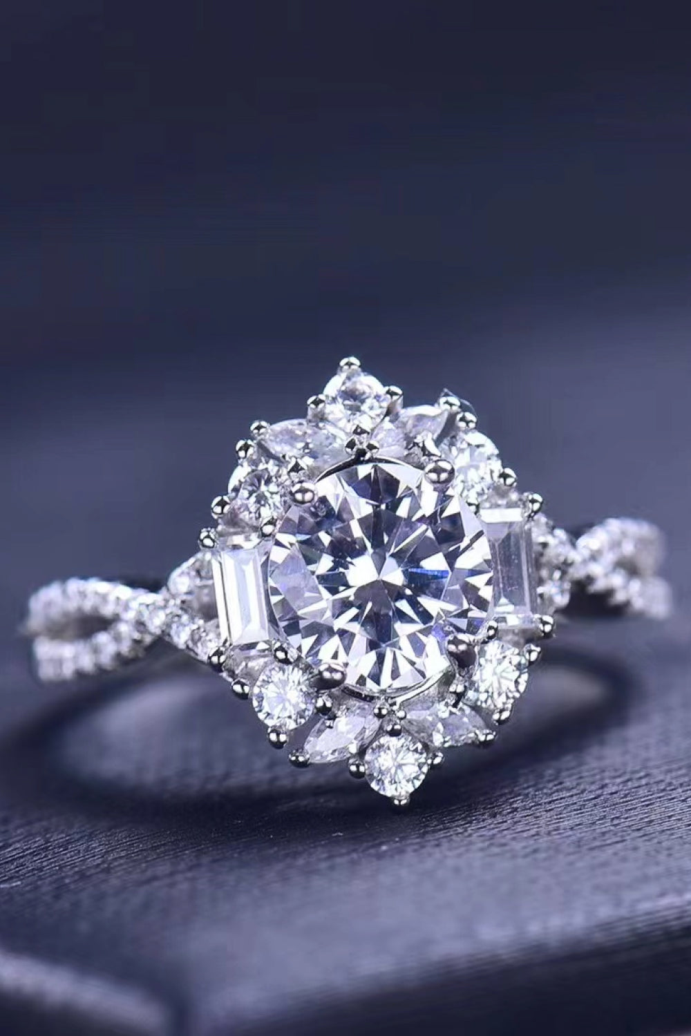 Floral 2 Carat Sparkala™ Crisscross Ring (Platinum Over Pure Sterling Silver)