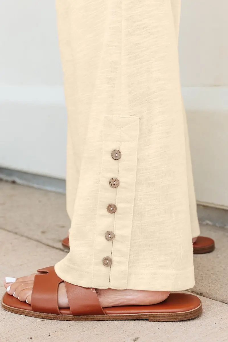 Love Salve Beige Set Women's Daily Wear Tank Top & Smocked Pants Casual Summer Outfit