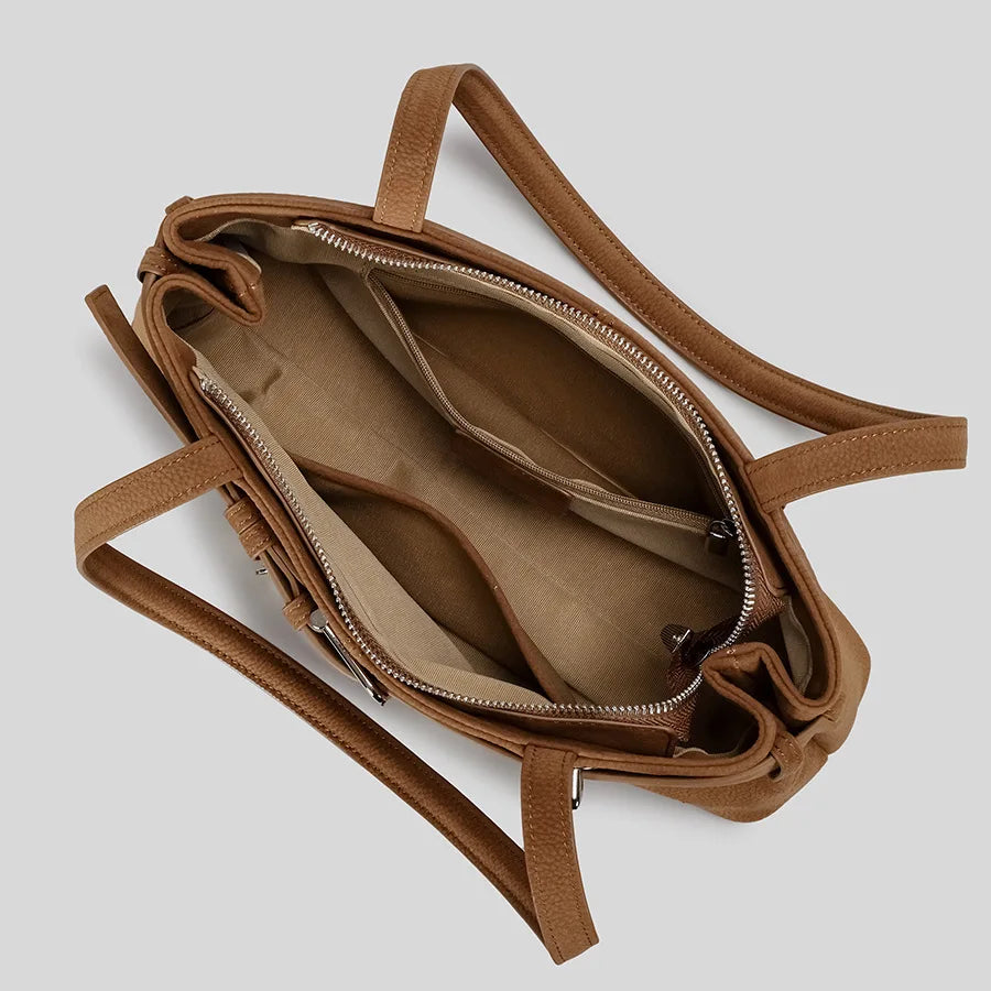 Beltora Belt Buckle Suede Shoulder Bag