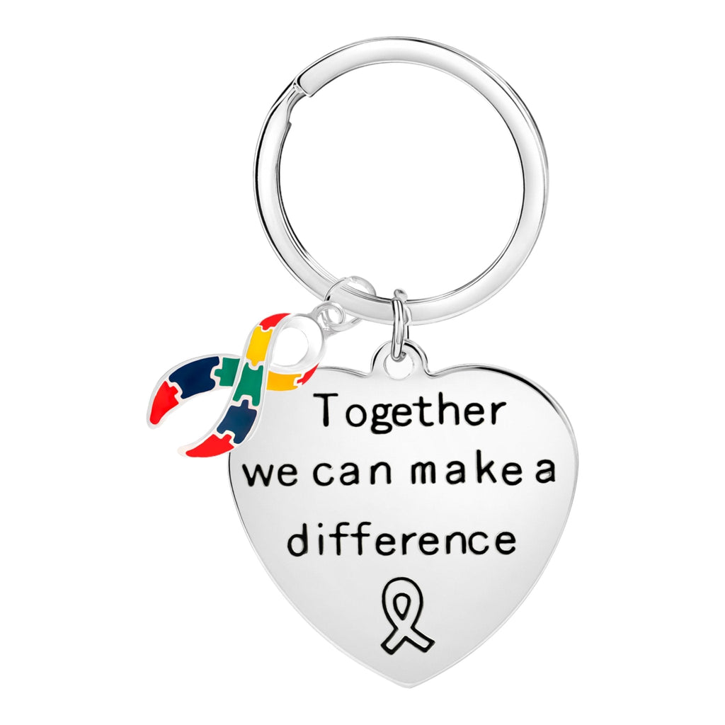 Big Heart Make A Difference Autism Awareness Ribbon Key Chains