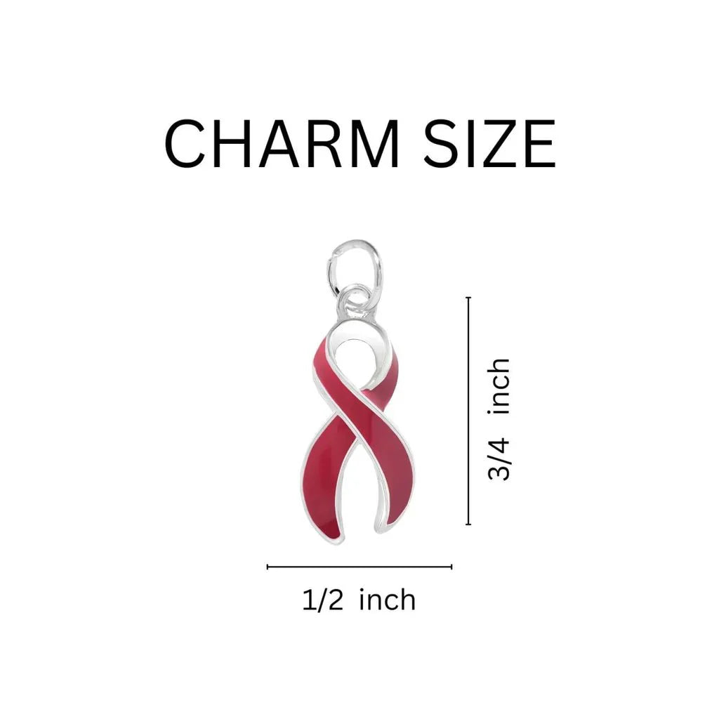 Black Cord Bracelet with Burgundy Ribbon Charm