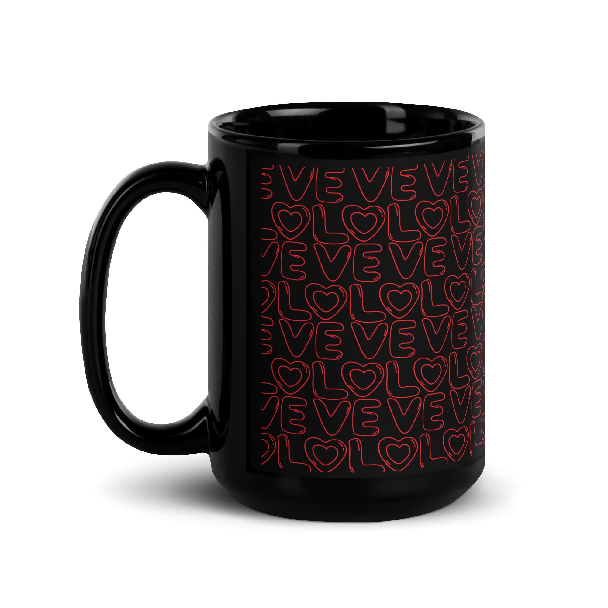 “Cup O’ Love” Black Glossy Ceramic Mug