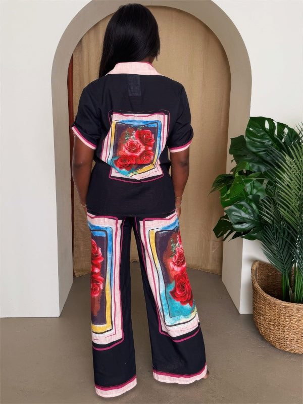 Black Rose Frame Pant Set