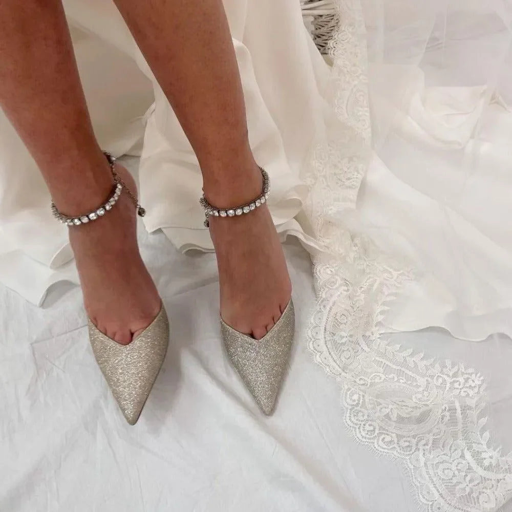 Bling Bling Gold Crystal Sparkle Jewelry Heels