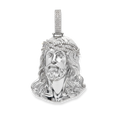 Moissanite Jesus Piece Pendant Solid 925 Sterling Silver Glossy Finish