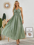 Bohemian Halter Maxi Dress - Women's Summer Sleeveless Flowy Beach Dress