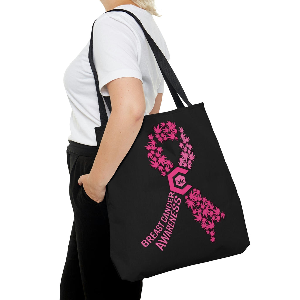 Breast Cancer Awareness Black Tote Bag