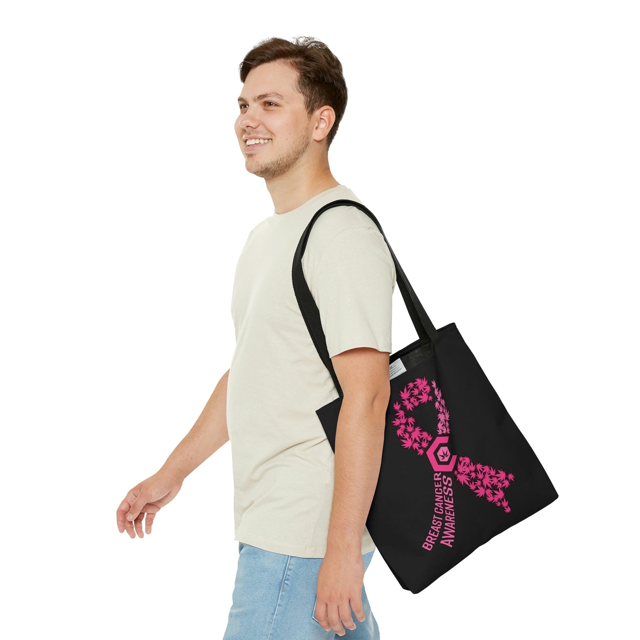 Breast Cancer Awareness Black Tote Bag