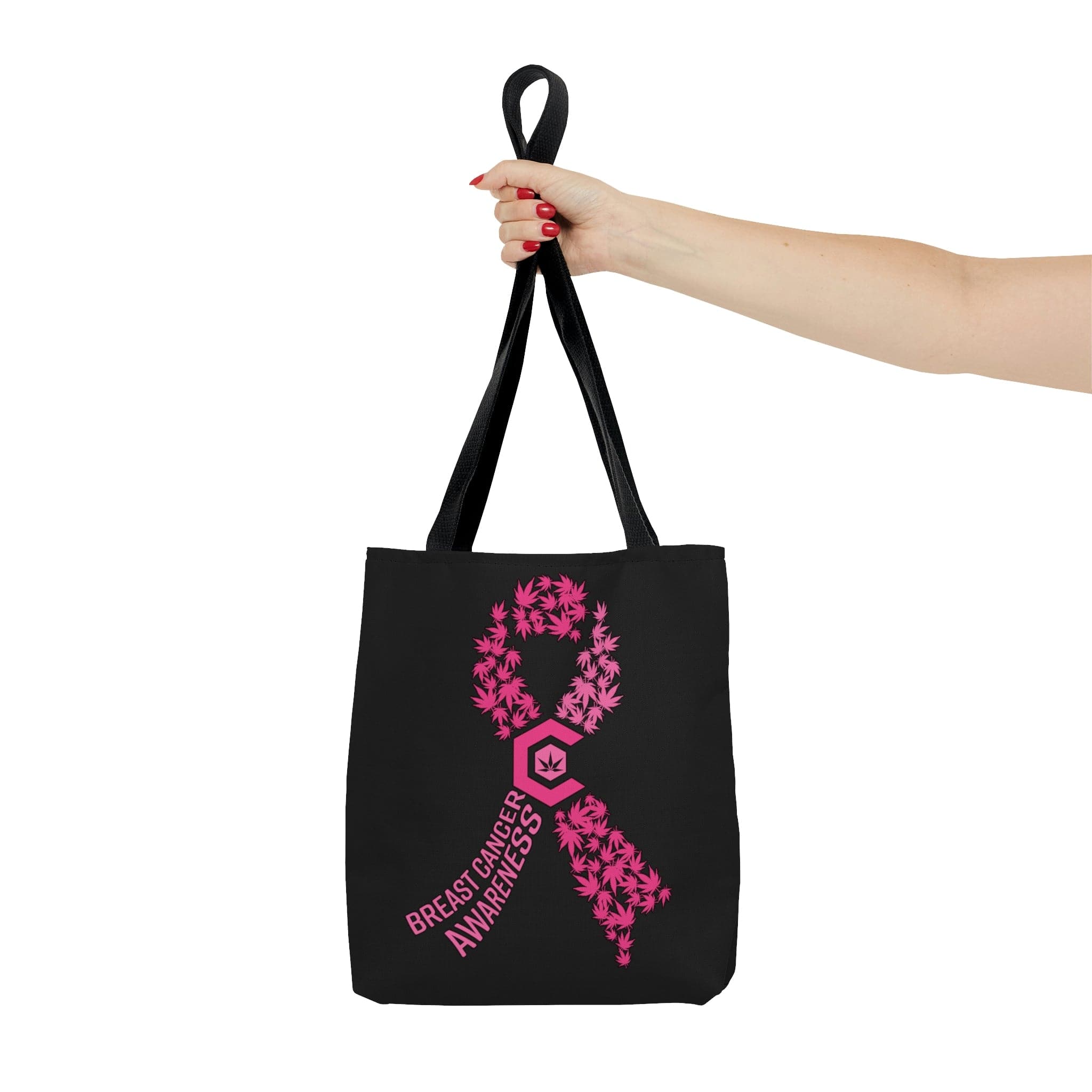 Breast Cancer Awareness Black Tote Bag