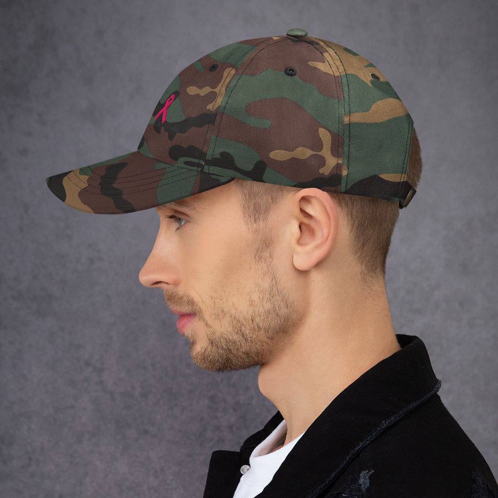 Breast Cancer Awareness Dad Hat with Pink Ribbon