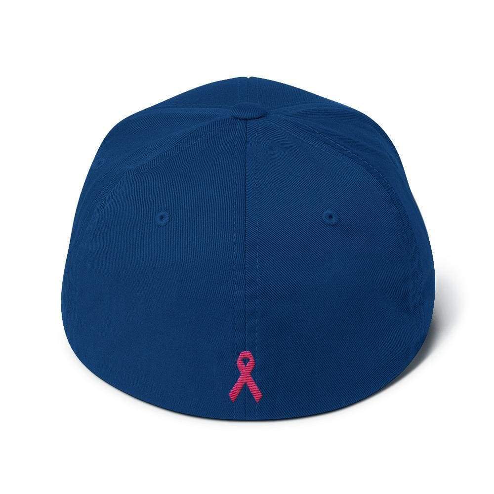 Breast Cancer Awareness Fitted Baseball Hat with Warrior and Pink Ribbon on the Back