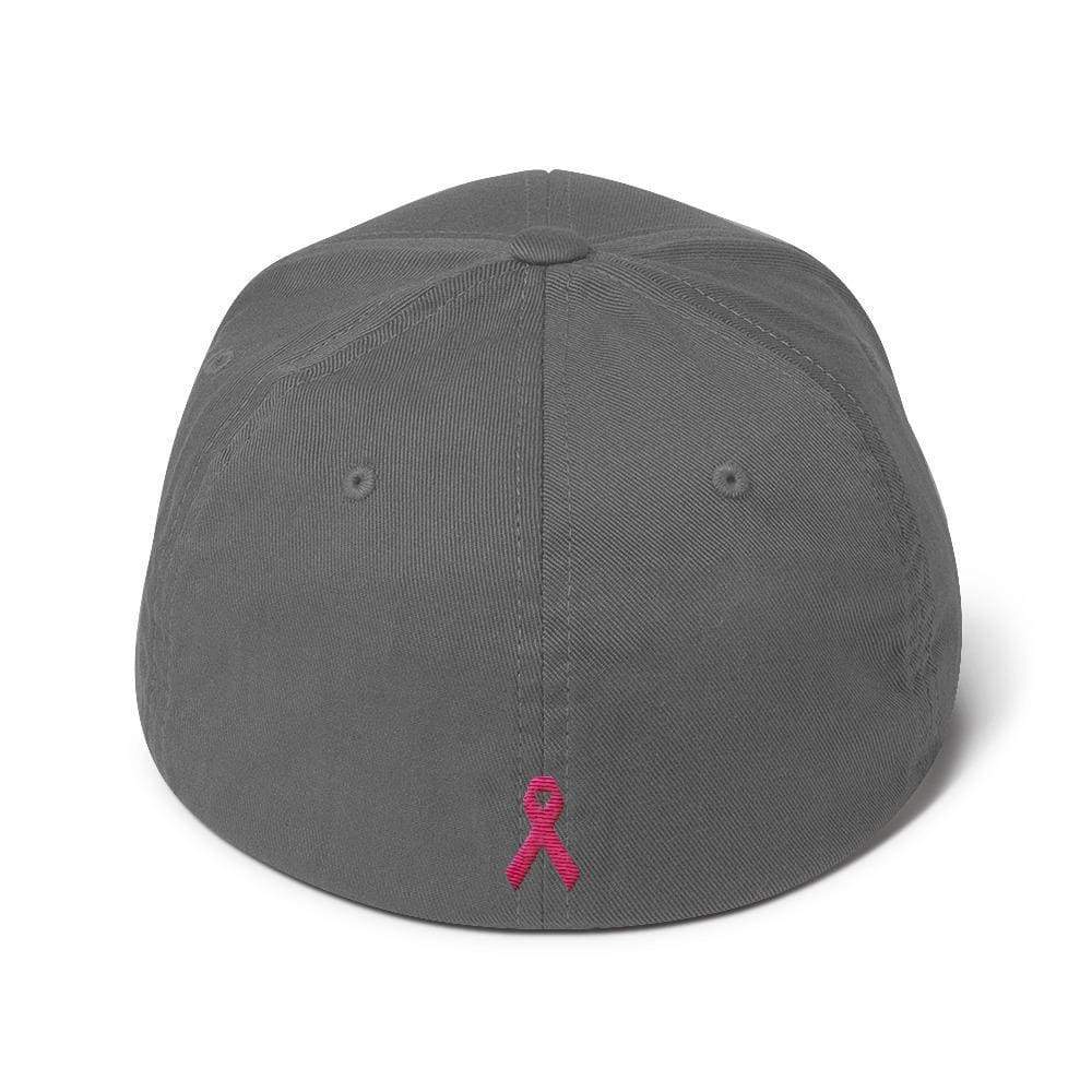 Breast Cancer Awareness Fitted Baseball Hat with Warrior and Pink Ribbon on the Back