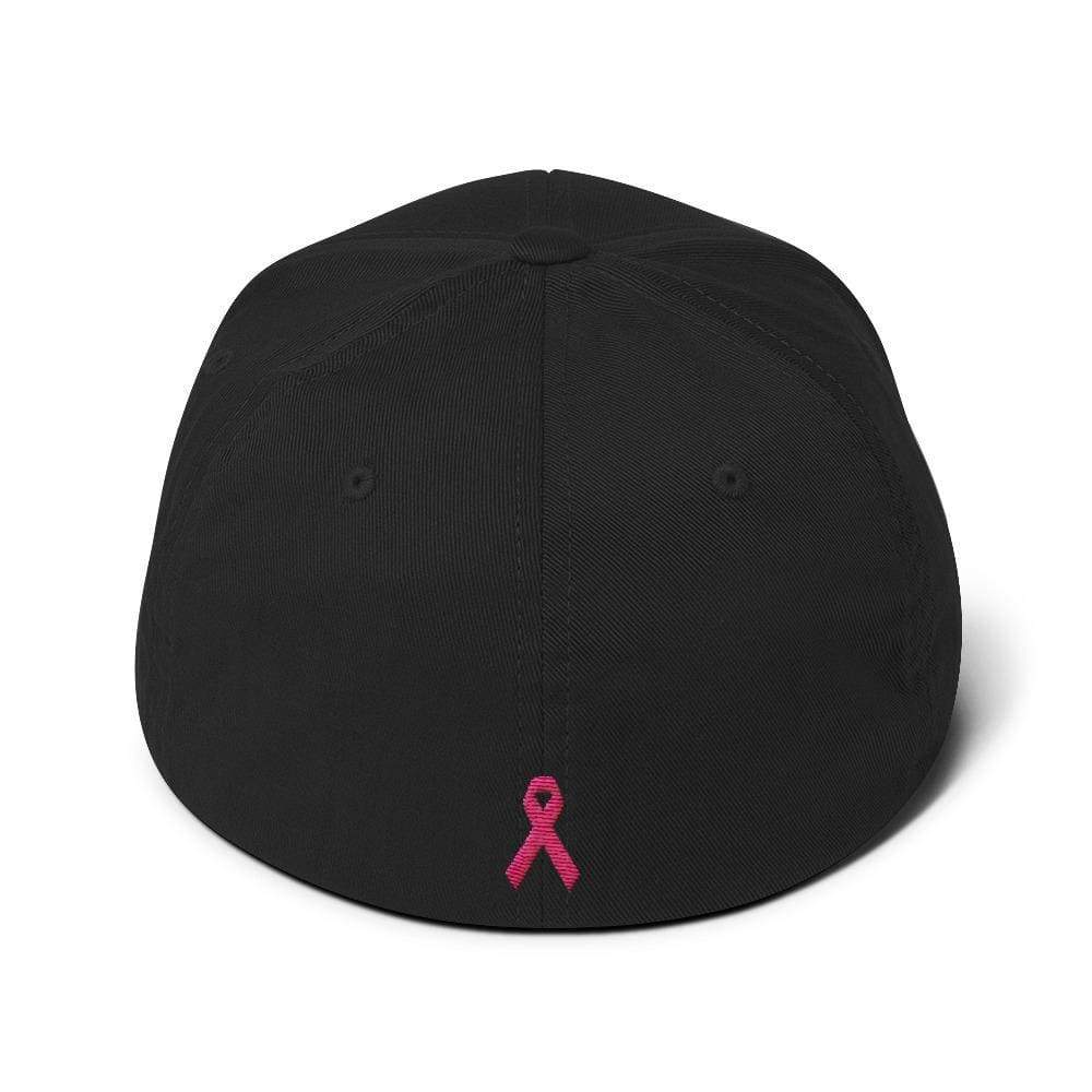 Breast Cancer Awareness Fitted Baseball Hat with Warrior and Pink Ribbon on the Back