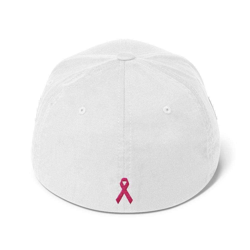 Breast Cancer Awareness Fitted Baseball Hat with Warrior and Pink Ribbon on the Back