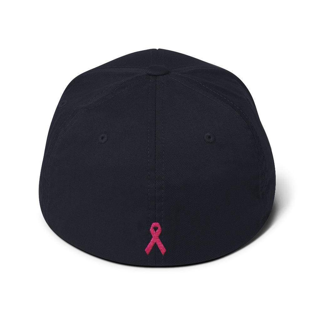Breast Cancer Awareness Fitted Baseball Hat with Warrior and Pink Ribbon on the Back