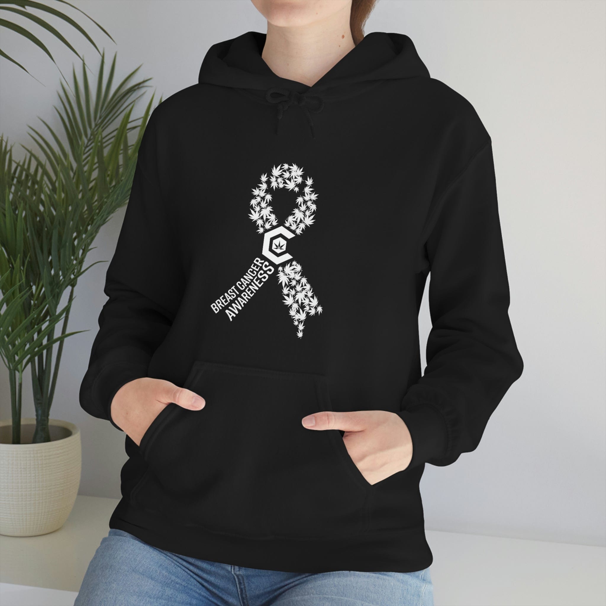 Breast Cancer Awareness Hoodie Weed Ribbons