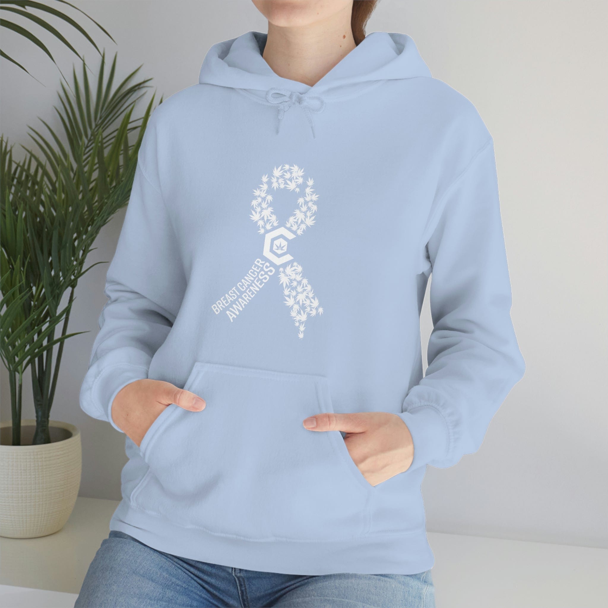 Breast Cancer Awareness Hoodie Weed Ribbons