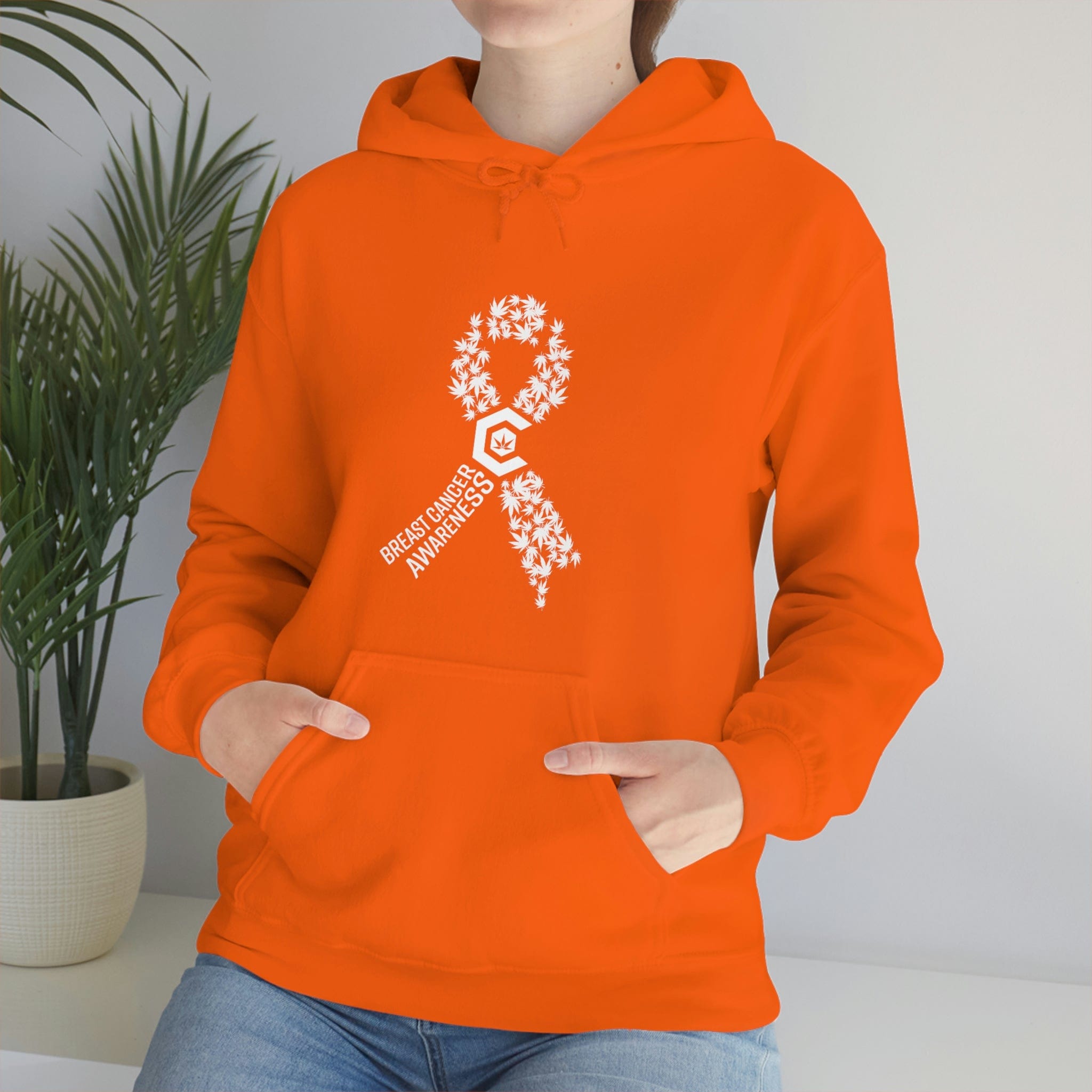 Breast Cancer Awareness Hoodie Weed Ribbons