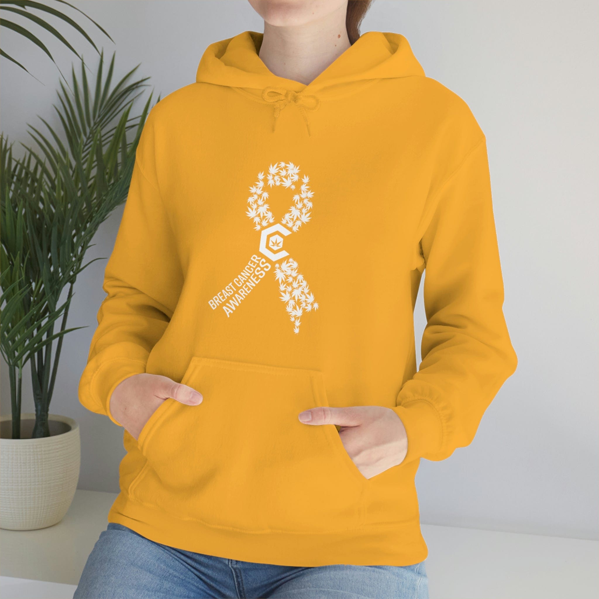Breast Cancer Awareness Hoodie Weed Ribbons