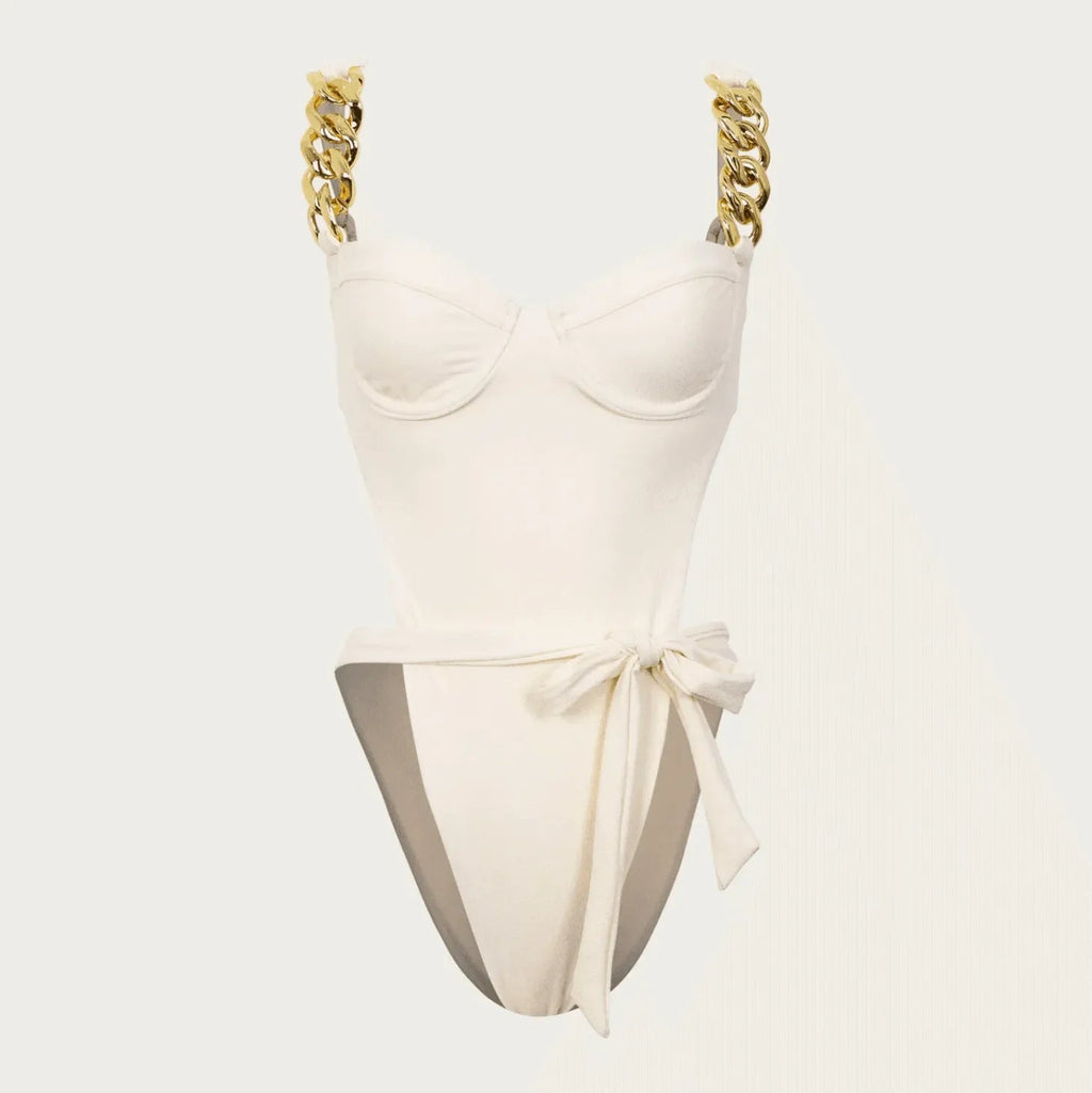 Bring The Storm Ivory Chain-Detail One-Piece Swimsuit
