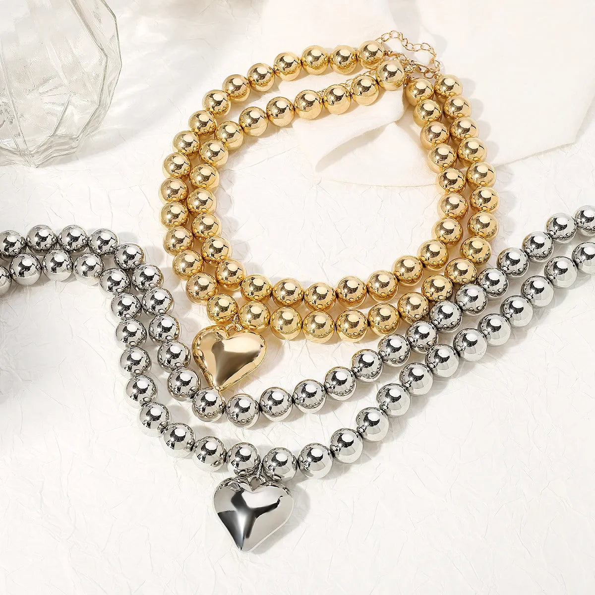 Bubble Heart Metallic Necklace