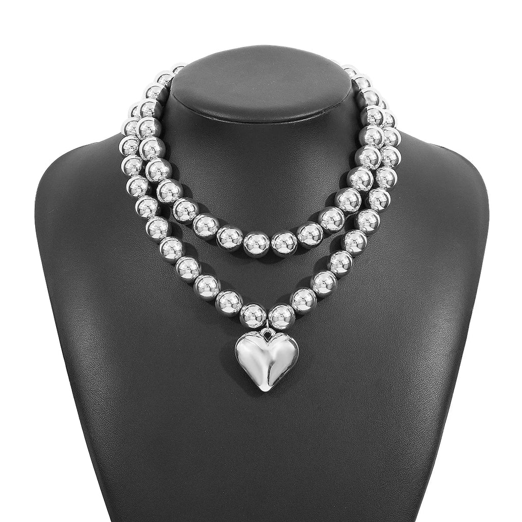 Bubble Heart Metallic Necklace