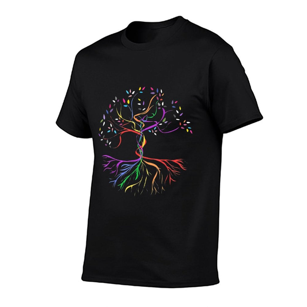 Tree Life Rainbow LGBT Cool Gay Pride Ally  Ribbed Collar T-Shirt