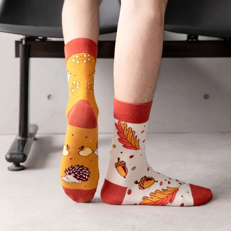 Men's Mid-calf Length Casual Cartoon Foot Socks