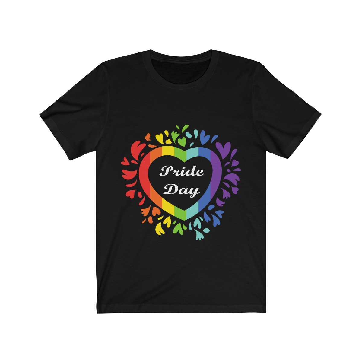 Pride Day Love Wins Rainbow Heart Short Sleeve Tee