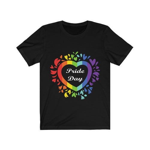 Pride Day Love Wins Rainbow Heart Short Sleeve Tee