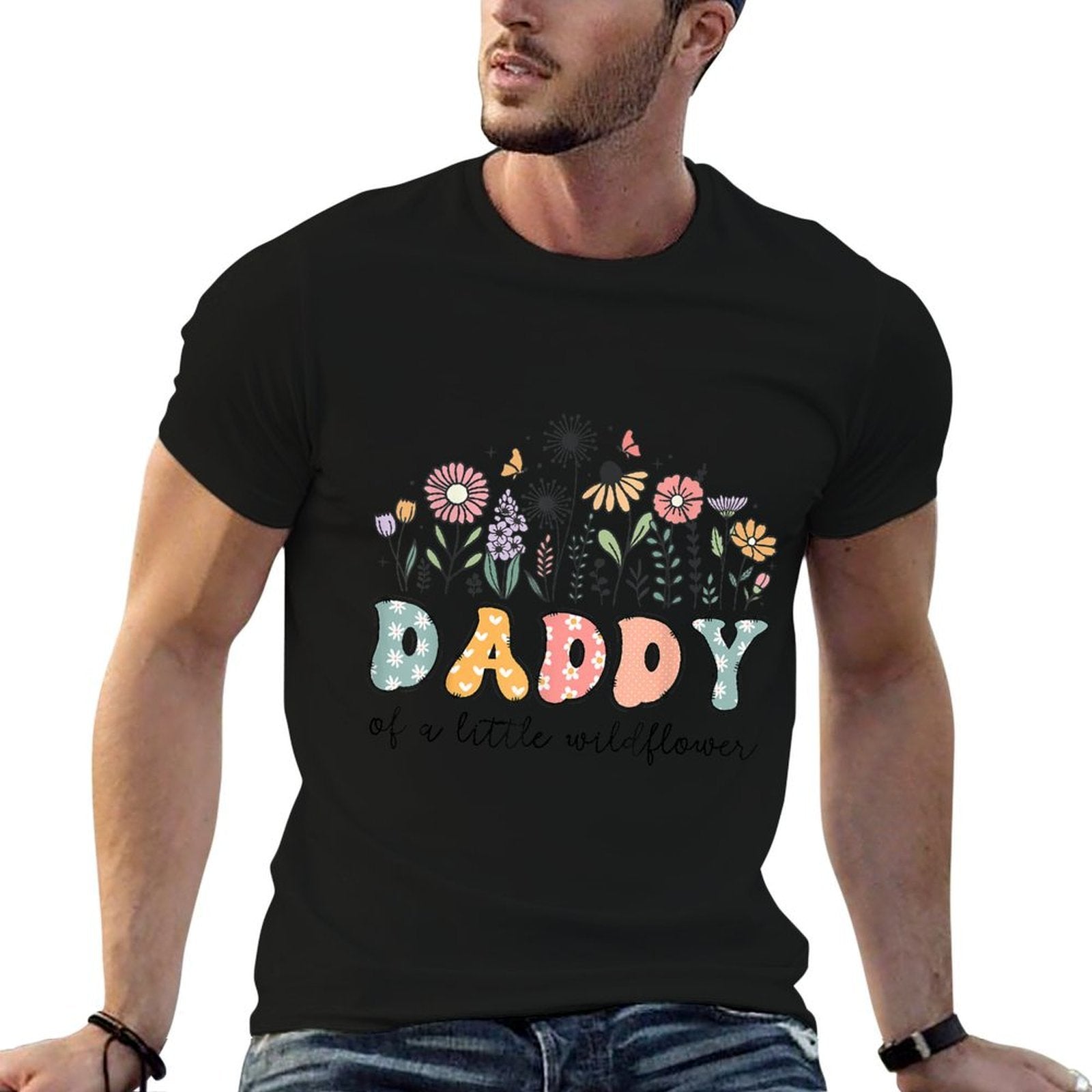 Daddy Of The Little Wildflower Baby Birthday Party  Moisture-wicking T-Shirt